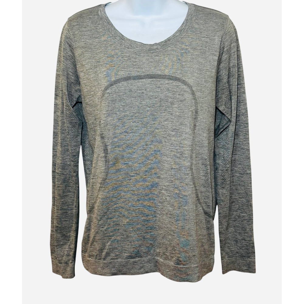 Lululemon Swiftly Tech Long Sleeve Crew Heathered Grey Athletic Shirt Womens 10